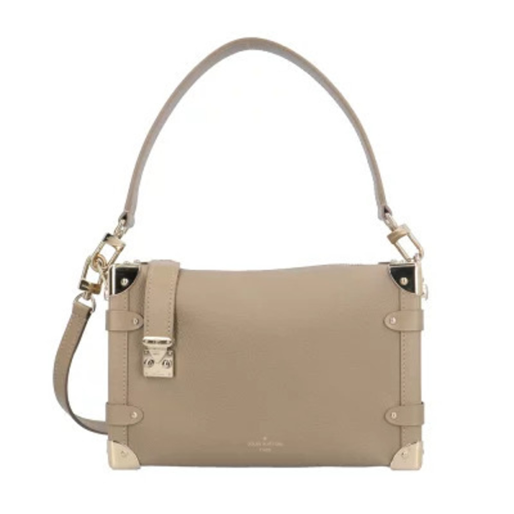 Louis Vuitton Side Trunk Shoulder Bag Leather Beige